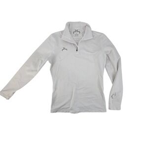 Powderhorn Womens Quarter Zip Base Layer Top Off White L Sleeve Size S PH Logo